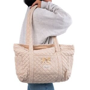 Moon Nude Handmade Nude Gingham Tote Bag